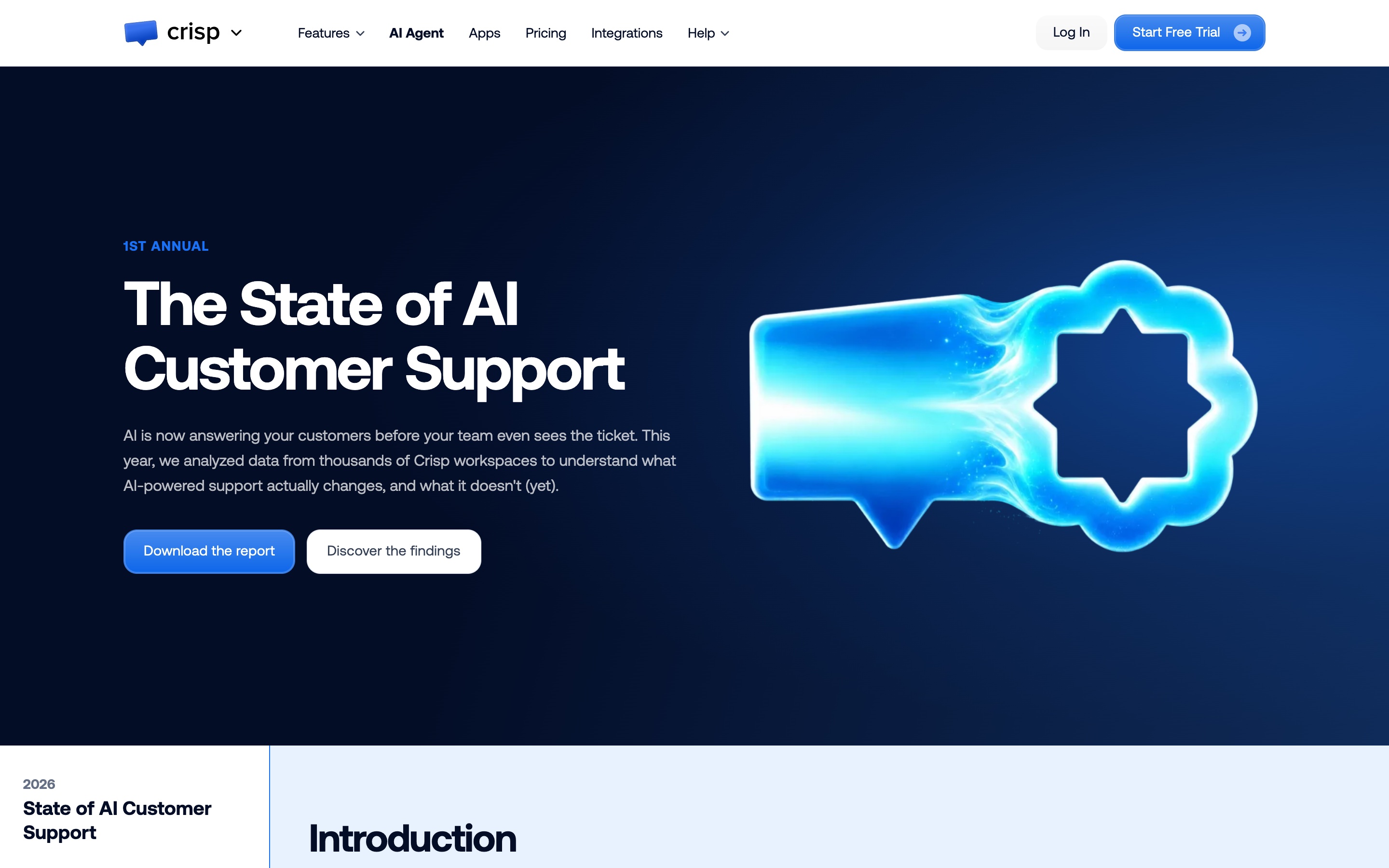 Crisp's State of AI Support report page